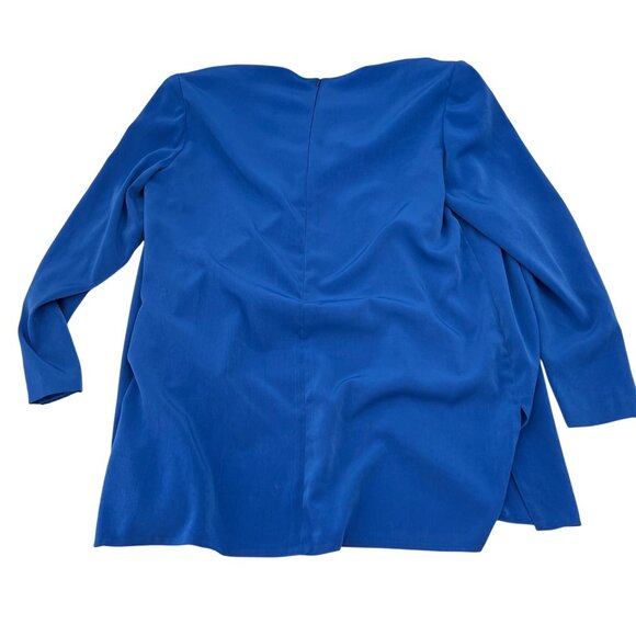 Vintage Caron Chicago Women's Royal Blue Long Blazer Gold Button Size 12 Silk - Picture 7 of 7